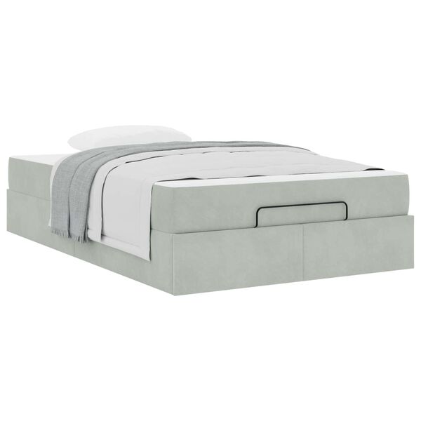 vidaXL Cadre de lit avec matelas avec matelas 2 pcs Gris clair Velours