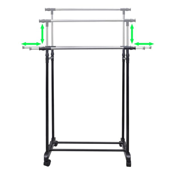 vidaXL Porte-manteaux réglables 2 pcs 2 rails d'accrochage