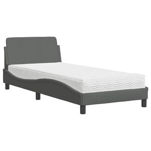 vidaXL Lit avec matelas Dover gris fonc&eacute; 80x200 cm tissu