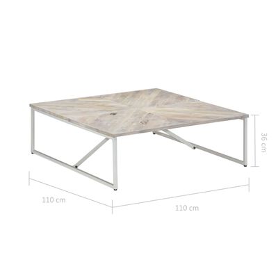 vidaXL Table basse 110x110x36 cm Bois de manguier solide