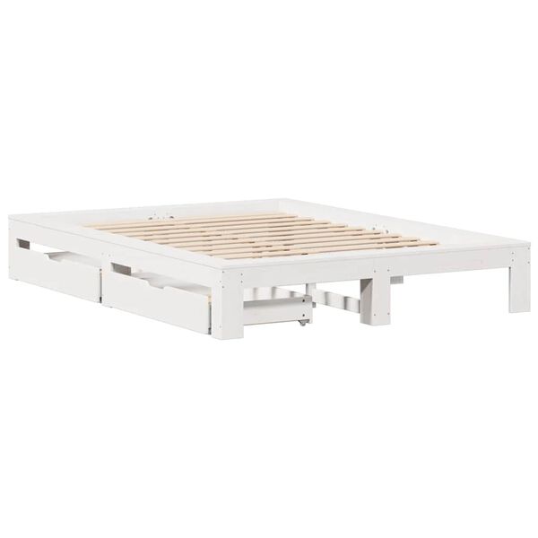 vidaXL Cadre de lit sans matelas blanc 140x190 cm bois de pin massif