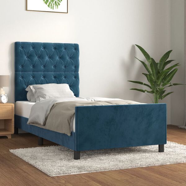 vidaXL Cadre de lit sans matelas bleu fonc&eacute; 80x200 cm velours