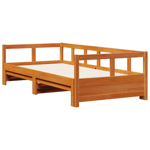 vidaXL Lit de jour sans matelas cire marron 90x200 cm bois pin massif