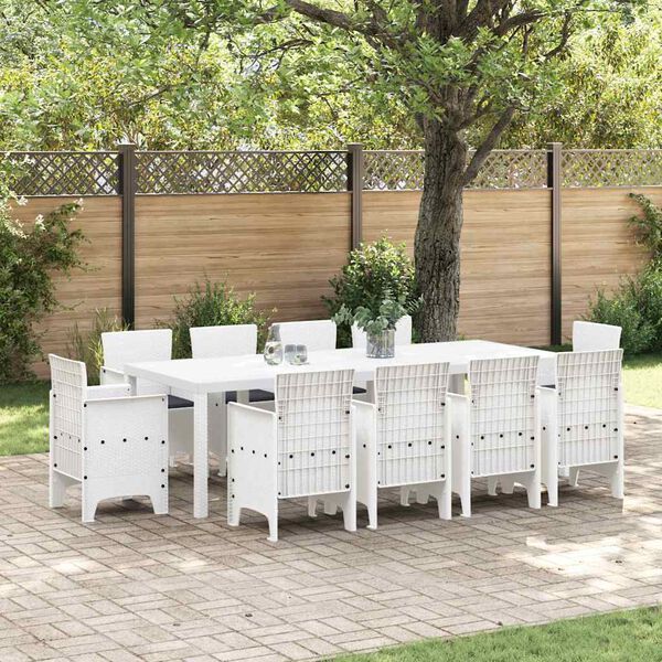 vidaXL Ensemble de salle &agrave; manger pour jardin 11 pcs Blanc