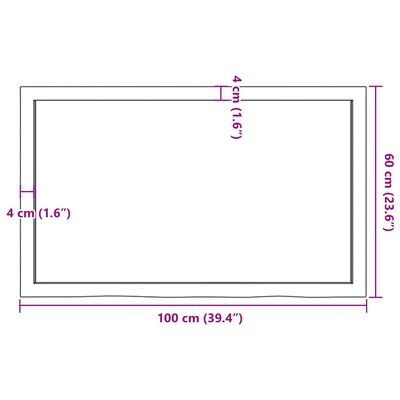 vidaXL Comptoir de salle de bain 100x60x(2-4)cm bois massif non traité