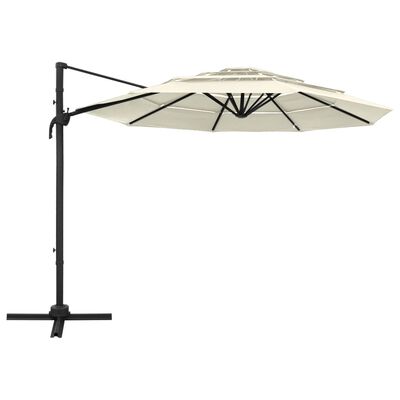 vidaXL Parasol de jardin à 4 niveaux avec mât en aluminium sable