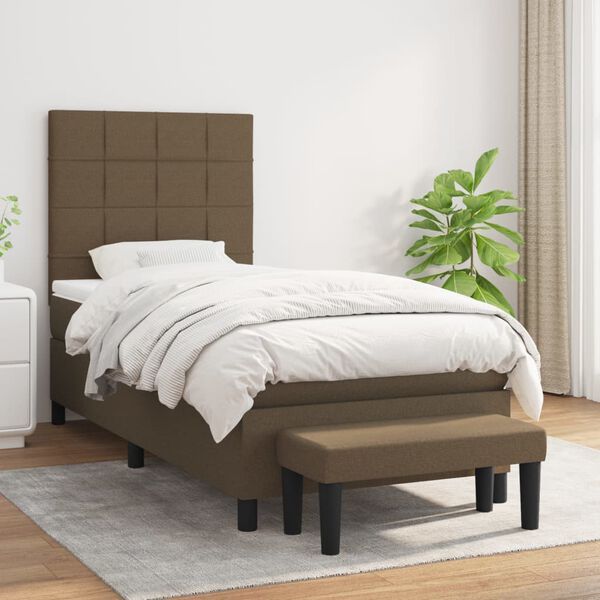 vidaXL Sommier &agrave; lattes de lit avec matelas Marron fonc&eacute; 90x200 cm