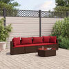 vidaXL Salon de jardin avec coussins 5 pcs marron r&eacute;sine tress&eacute;e