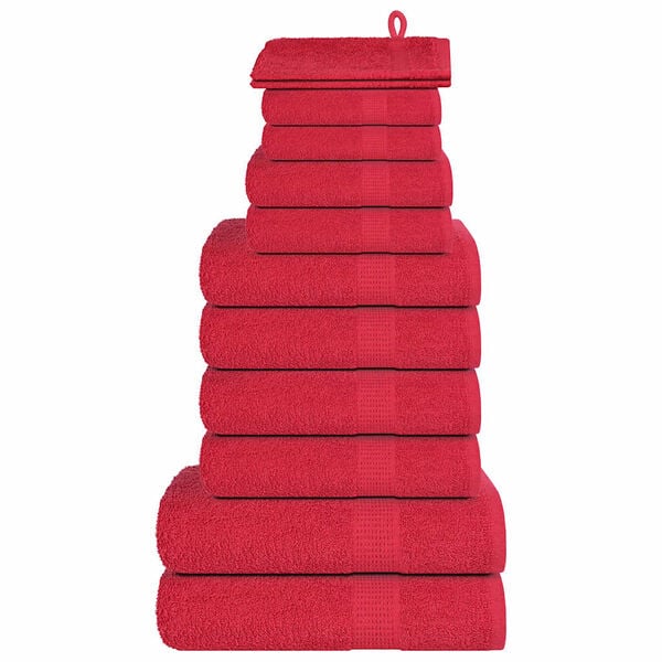 vidaXL Ensemble de serviettes 12 pcs FROGN rouge 100% coton
