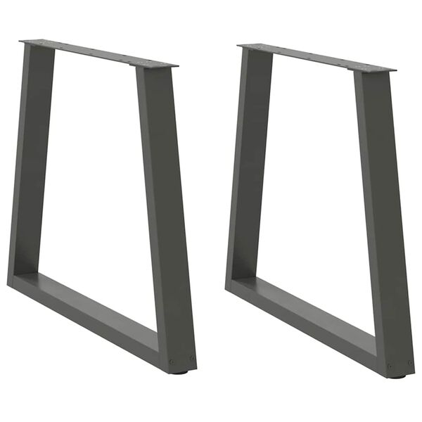 vidaXL Pieds de table &agrave; manger en forme de V, 2 pi&egrave;ces, anthracite, 80 x (72-73,3) cm, acier