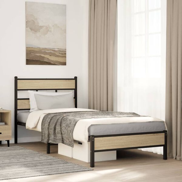 vidaXL Cadre de lit sans matelas ch&ecirc;ne sonoma 100x200 cm