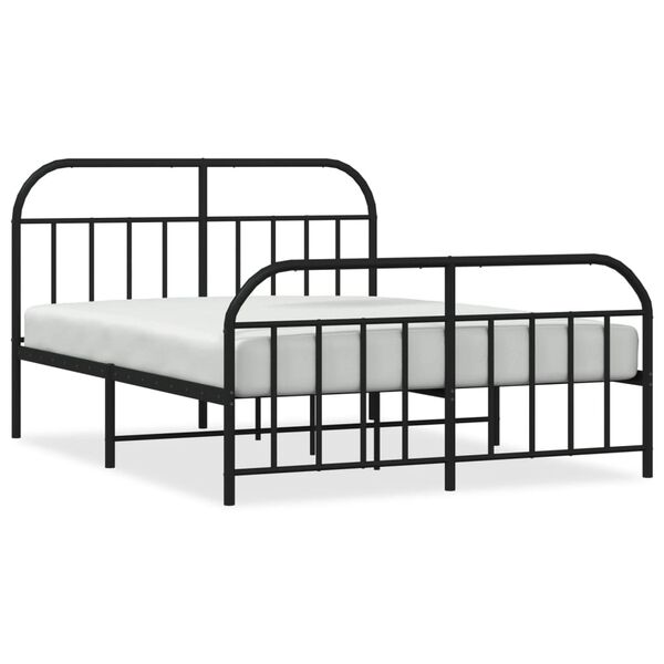 vidaXL Cadre de lit m&eacute;tal sans matelas avec pied de lit noir 140x200cm
