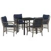 vidaXL Ensemble de salle &agrave; manger pour jardin 5 pc Gris et Noir Rotin
