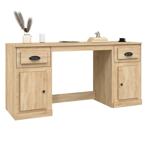 vidaXL Bureau avec armoire ch&ecirc;ne sonoma bois d'ing&eacute;nierie