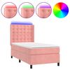 vidaXL Sommier &agrave; lattes de lit matelas et LED Rose 80x200 cm Velours