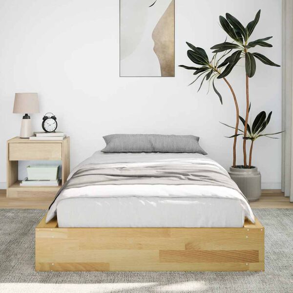 vidaXL Cadre de lit sans matelas 75x190 cm bois massif de chêne