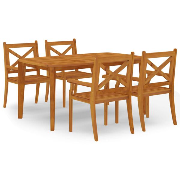 vidaXL Ensemble &agrave; manger de jardin 5 pcs Bois d'acacia solide