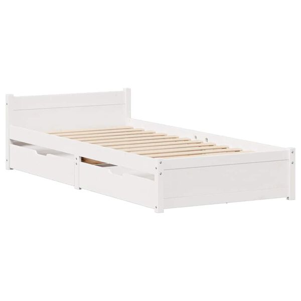 vidaXL Cadre de lit sans matelas blanc 75x190 cm bois de pin massif