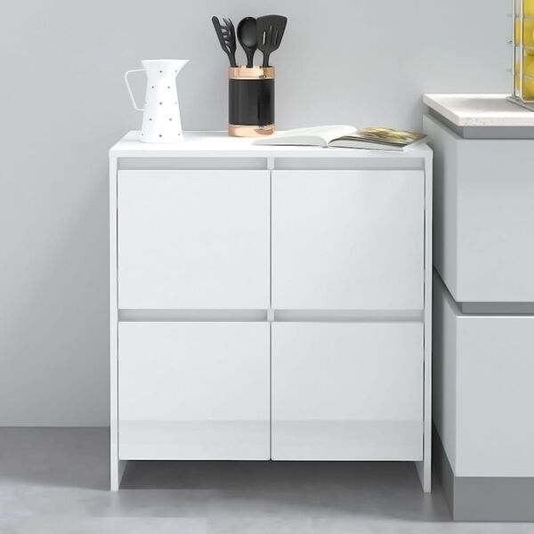 vidaXL Buffet Blanc brillant 70x41x75 cm Bois d'ing&eacute;nierie