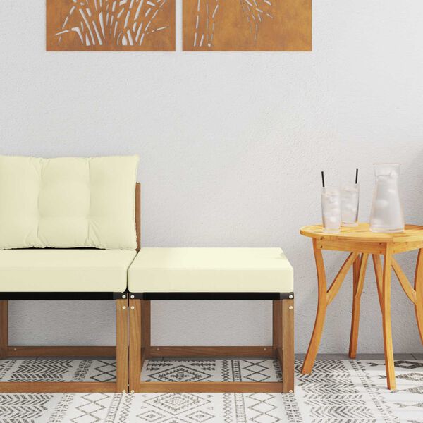 vidaXL Pouf d'Ext&eacute;rieur Bois d'acacia massif et tissu Textil&egrave;ne