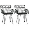 vidaXL Chaises de jardin lot de 2 avec accoudoir Noir 56x64x80 cm
