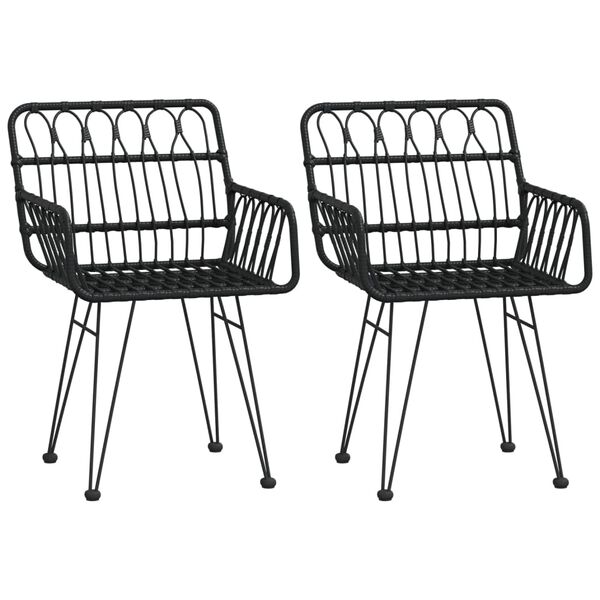 vidaXL Chaises de jardin lot de 2 avec accoudoir Noir 56x64x80 cm