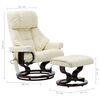 vidaXL Fauteuil de massage inclinable Cr&egrave;me Similicuir et bois courb&eacute;