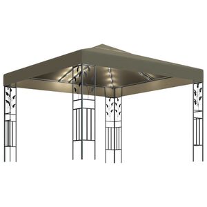vidaXL Tonnelle avec guirlande lumineuse &agrave; LED 3x3 m Taupe