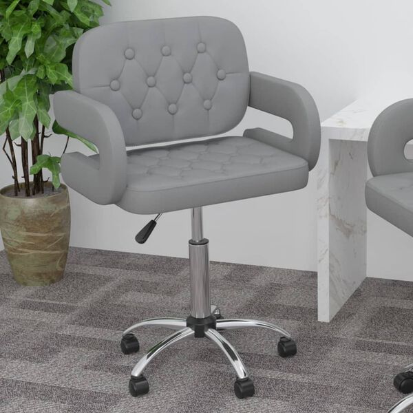vidaXL Chaise pivotante de salle &agrave; manger Gris Similicuir