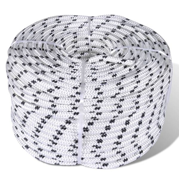 vidaXL Corde de bateau tress&eacute;e Polyester 8 mm 250 m Blanc