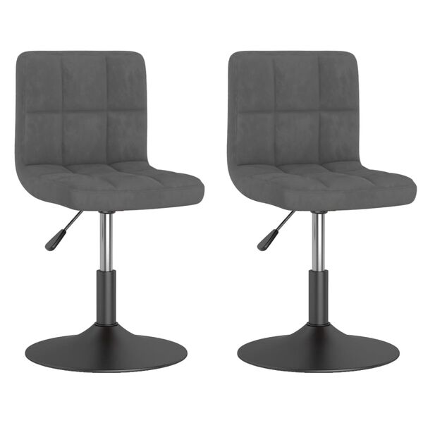 vidaXL Chaises pivotantes &agrave; manger lot de 2 gris fonc&eacute; velours