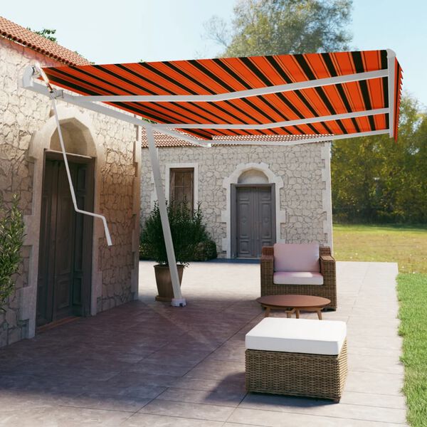 vidaXL Auvent automatique sur pied 600x350 cm Orange/marron