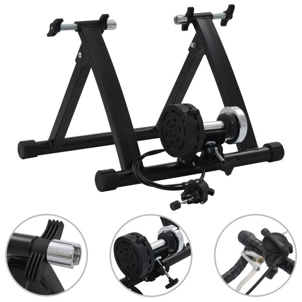 vidaXL Support &agrave; rouleau pour v&eacute;lo d'appartement 26po-28po Acier Noir