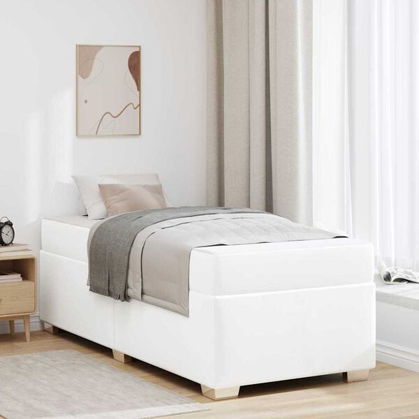 vidaXL Cadre de lit avec matelas Blanc 80 x 200 cm tissu