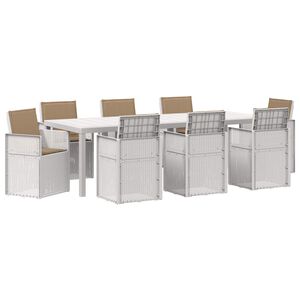 vidaXL Ensemble de salle &agrave; manger pour jardin 9 pc Blanc et taupe PP