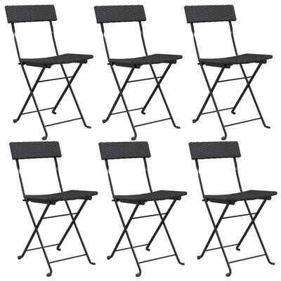 vidaXL Chaises de bistrot pliantes lot de 6 Noir Résine tressée acier