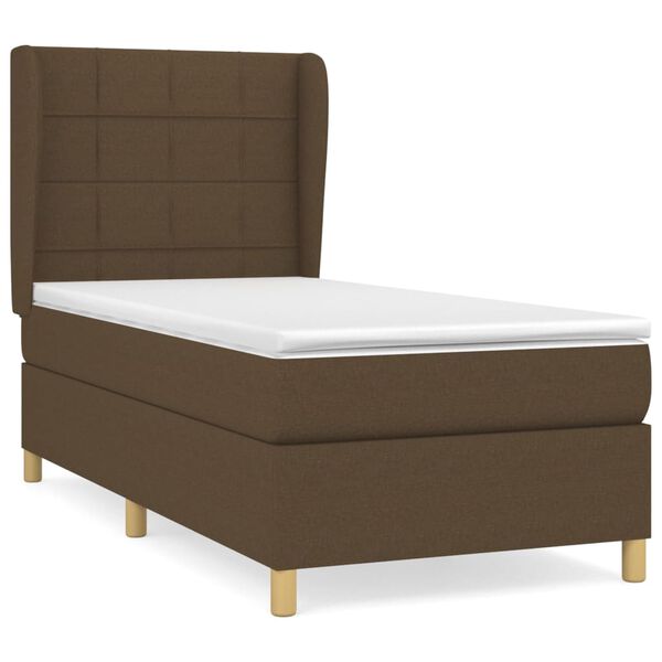 vidaXL Sommier &agrave; lattes de lit avec matelas Marron fonc&eacute; 90x190 cm