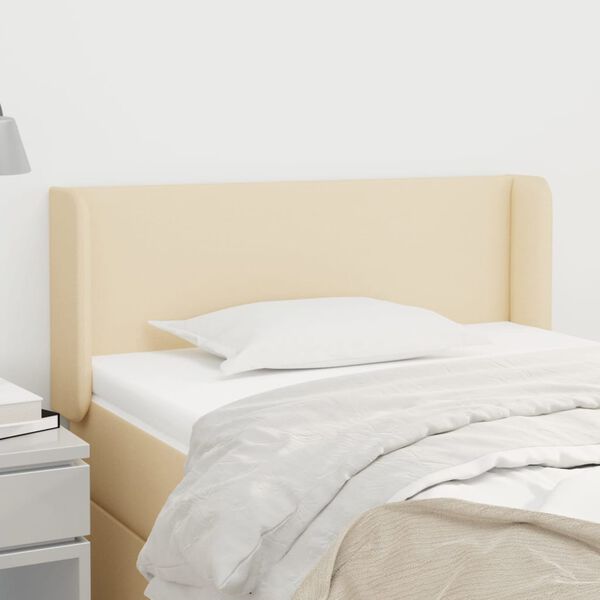 vidaXL T&ecirc;te de lit avec oreilles Cr&egrave;me 93x16x78/88 cm Tissu