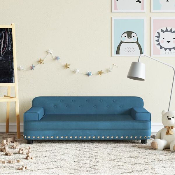 vidaXL Canap&eacute; pour enfants bleu 90x53x30 cm velours