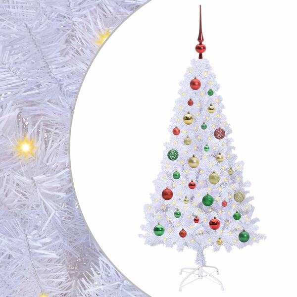 vidaXL Sapin de No&euml;l artificiel avec 150 LED Blanc 120 cm PVC et Acier