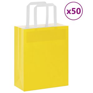 vidaXL Sacs en papier 50 pcs avec poign&eacute;es jaune 18x8x22 cm