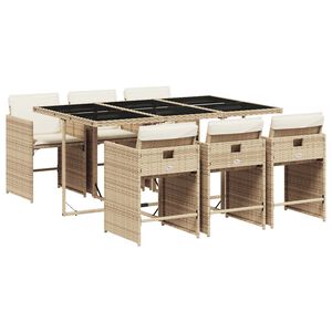 vidaXL Ensemble &agrave; manger de jardin et coussins 7 pcs beige poly rotin