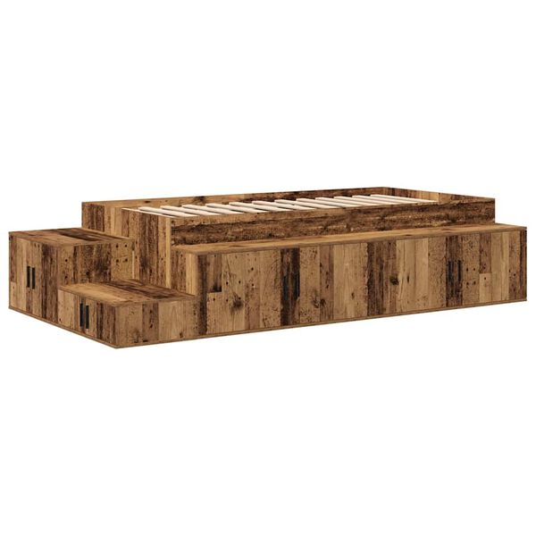 vidaXL Cadre de lit avec rangement Bois ancien 244 x 127 x 53.5 cm