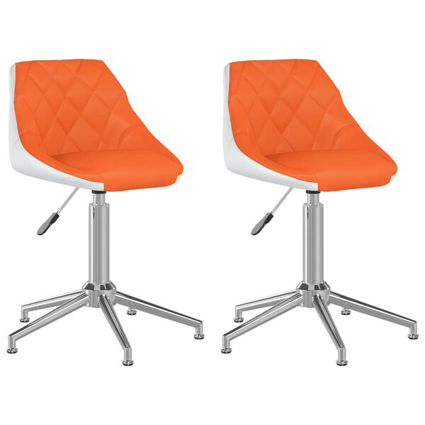 vidaXL Chaises &agrave; manger pivotantes lot de 2 orange et blanc similicuir