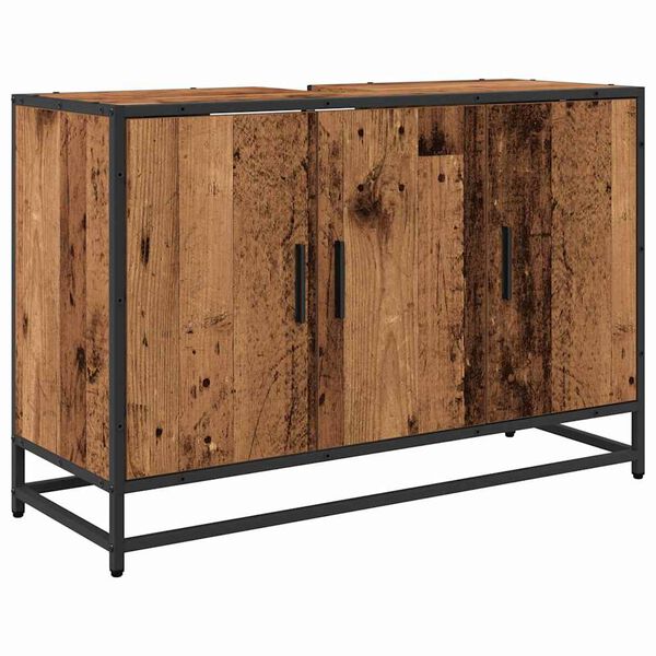 vidaXL Cabinet de salle de bain avec porte Bois Ancien 90 x 33 x 60 cm