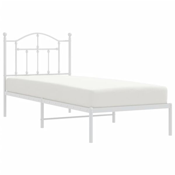 vidaXL Cadre de lit m&eacute;tal sans matelas avec t&ecirc;te de lit blanc 80x200cm