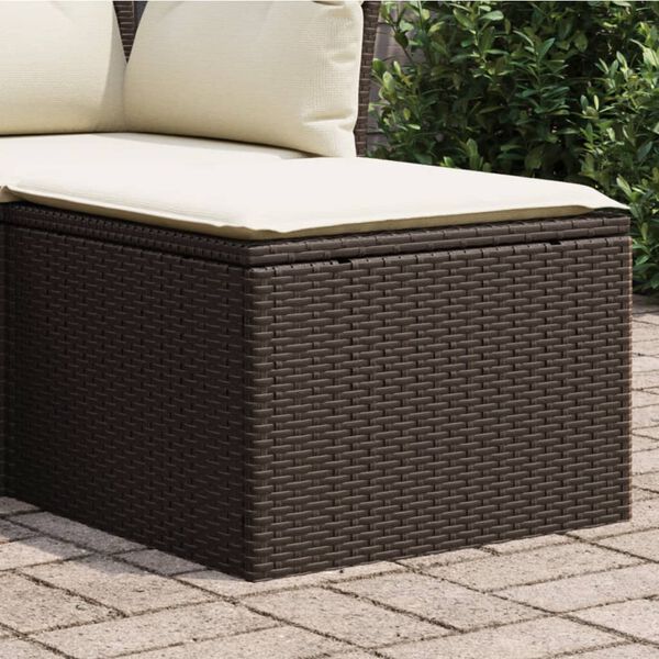 vidaXL Tabouret de jardin avec coussin brun 55x55x37 cm résine tressée
