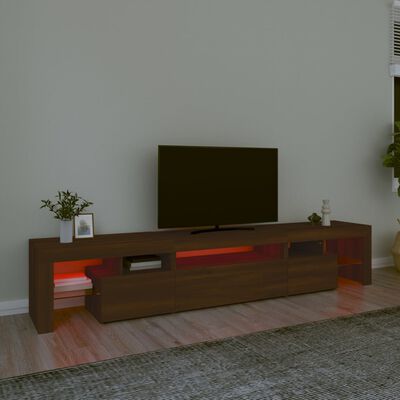 vidaXL Meuble TV avec lumières LED Chêne marron 215x36,5x40 cm