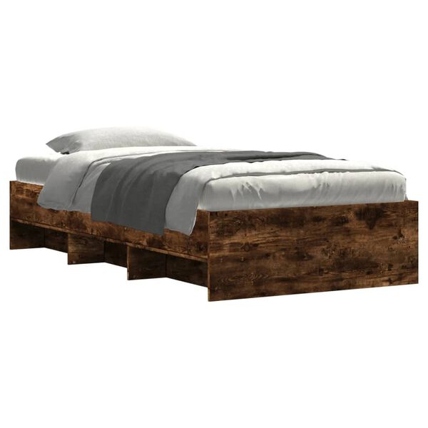vidaXL Cadre de lit sans matelas ch&ecirc;ne fum&eacute; 90x200cm bois d'ing&eacute;nierie