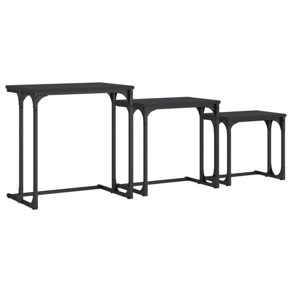 vidaXL Tables basses gigognes 3 pcs noir bois d'ing&eacute;nierie